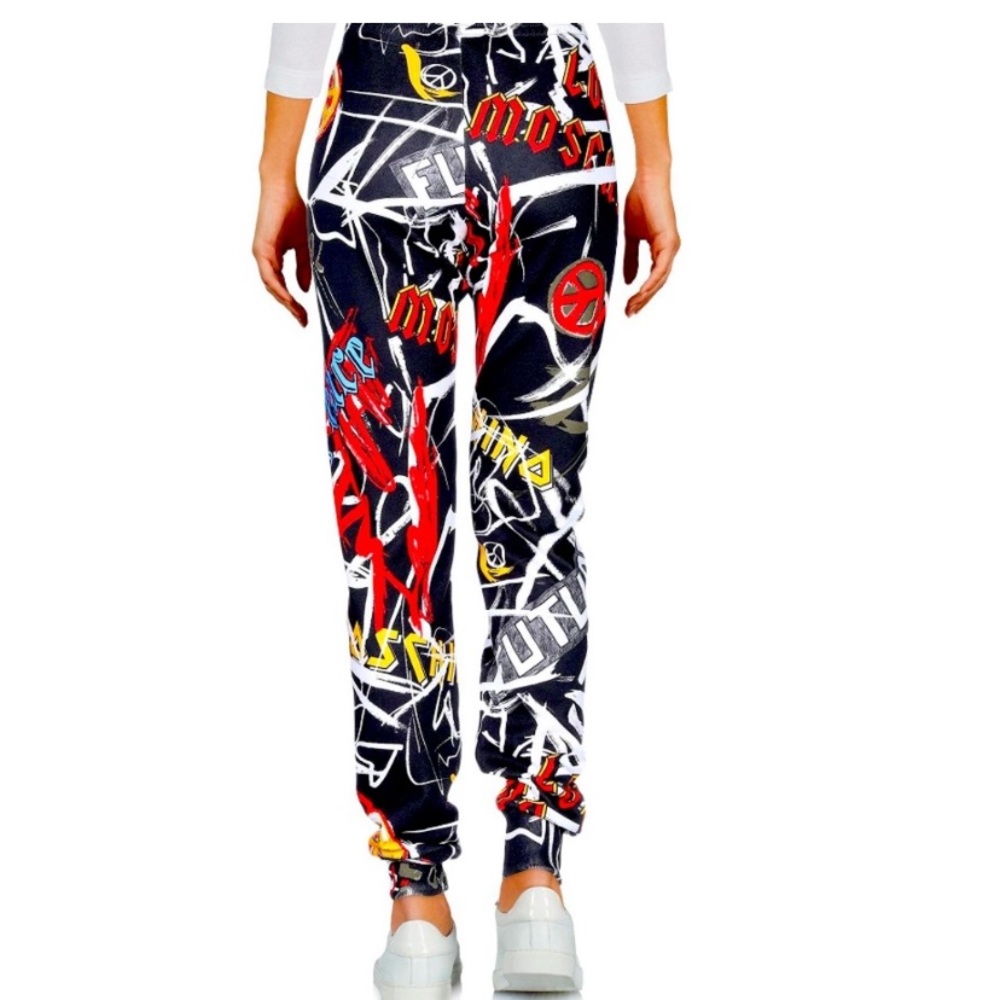 MOSCHINO LOVE GRAFFITI JOGGERS COTTON FABRICATION SIZE US 4 - Picture 3 of 13